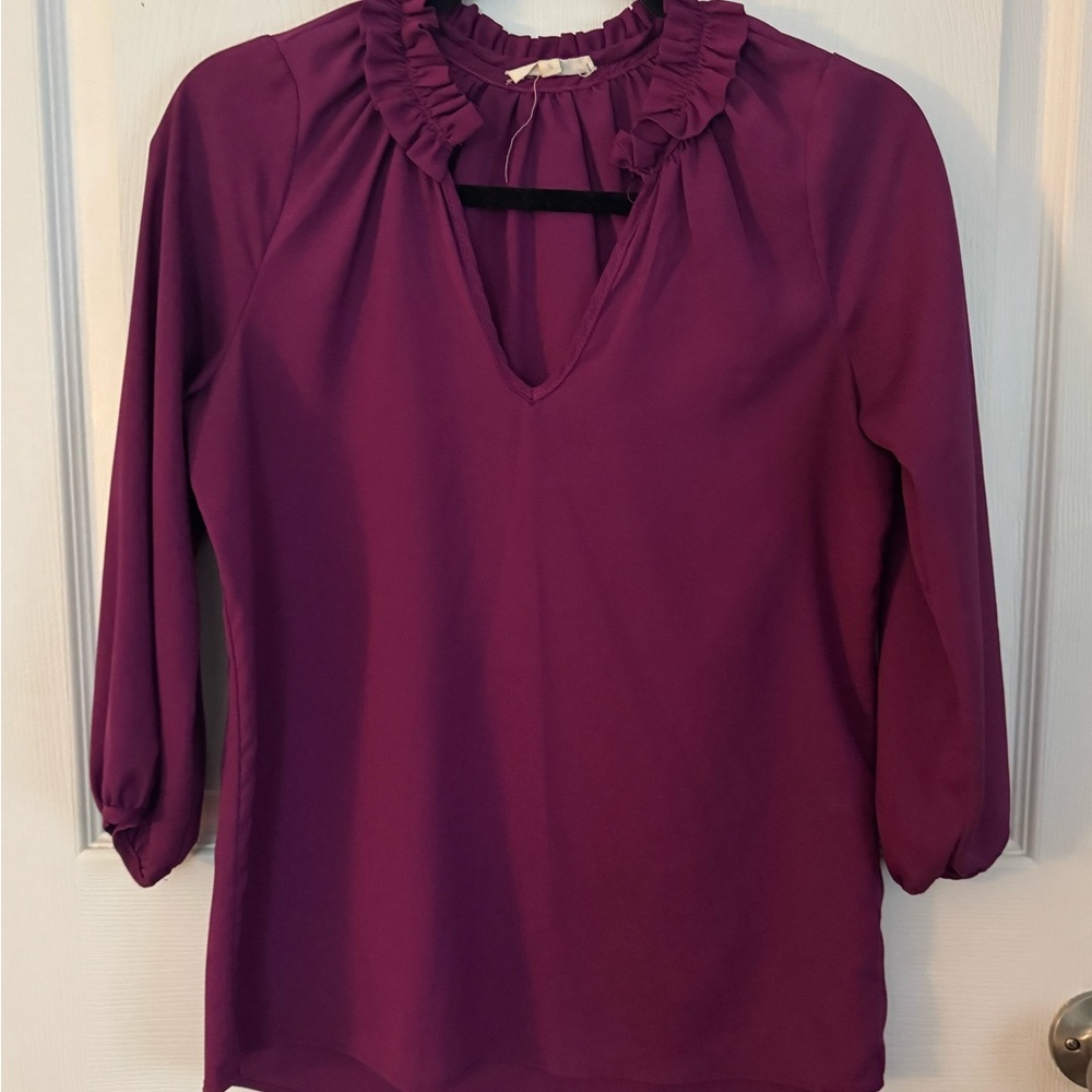Women's Purple Ruffle Blouse